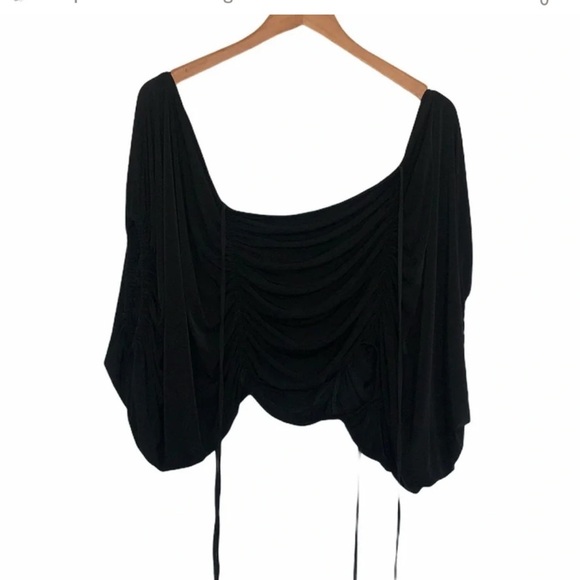 Nasty Gal Tie Us Up Ruched Black Crop Top Xsmall - Picture 6 of 6